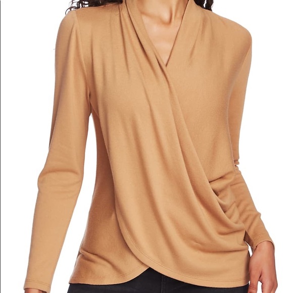 1. State X Jaime Shrayber Camel Surplice Knit Top - Picture 7 of 7